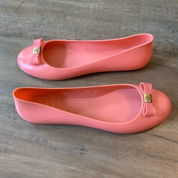 NEW Tory Burch Raspberry Jelly Flats with Bow - Picture 4 of 5